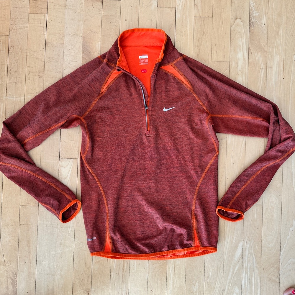 Nike Red and Orange Quarter-Zip Pullover